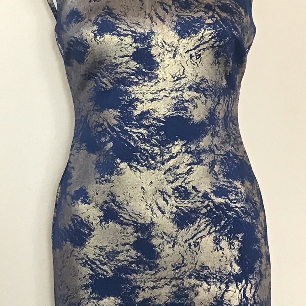 B8 Carmen Marc Valvo XS Navy/Gold Body-con - Picture 5 of 7